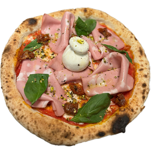 Pizza Burrata si Mortadella che Cornicione
